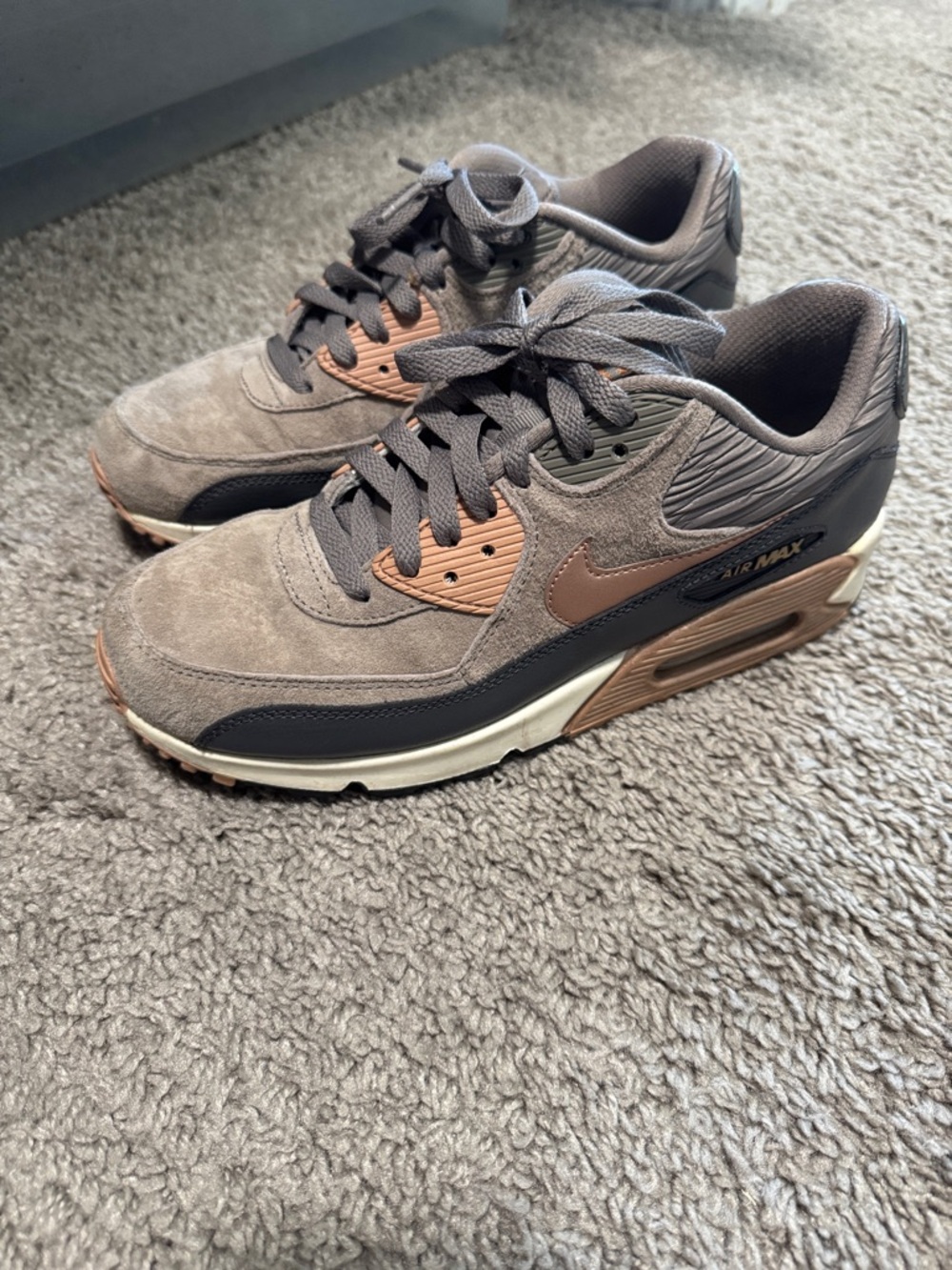 Nike Air Max Taupe, Brown & Black Suede Sneakers